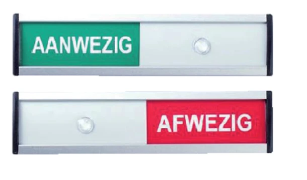 Schuifbordje 125x30mm Aanwezig/Afwezig