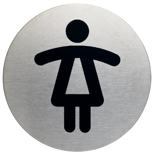 Pictogram RVS rond 83mm "WC dames"