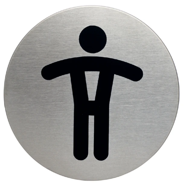 Pictogram RVS rond 83mm "WC heren"