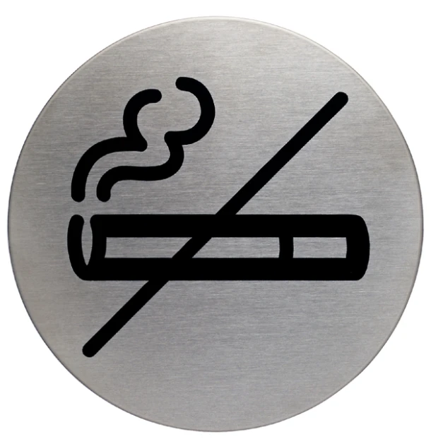 Pictogram RVS rond 83mm "Verboden te roken"