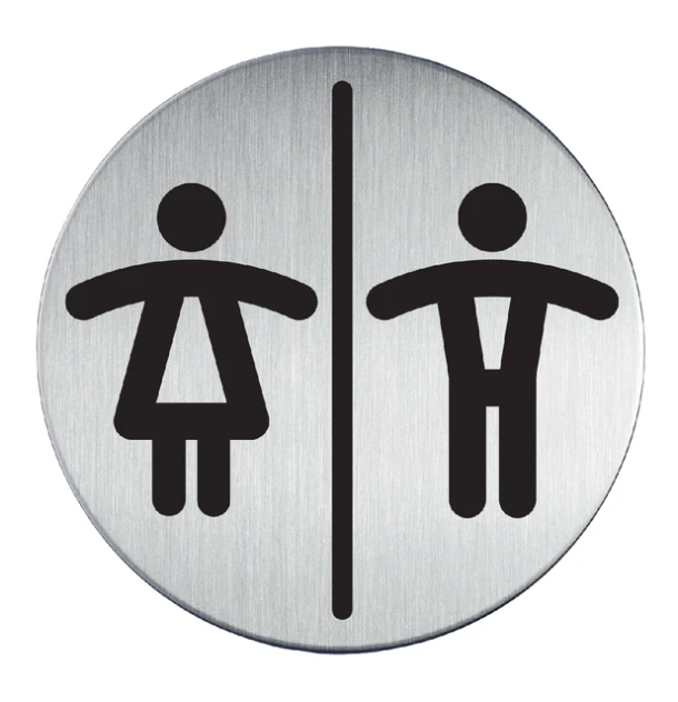 Pictogram RVS rond 83mm "WC dames/heren"