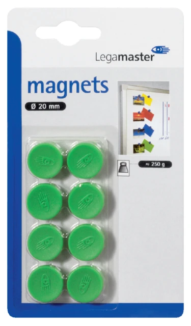 Magneten Lega 20mm groen; BLISTER 8 stuks