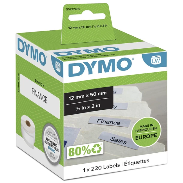 Labelwriteretiket Dymo 99017; 12X50mm hangmap