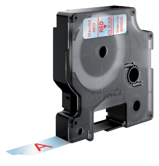 Labelprintertape Dymo 45012 12mm rood/transp