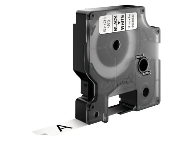 Labelprintertape Dymo 45013 12mm zwart/wit