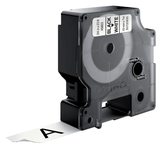 Labelprintertape Dymo 45803 19mm wit/zwart