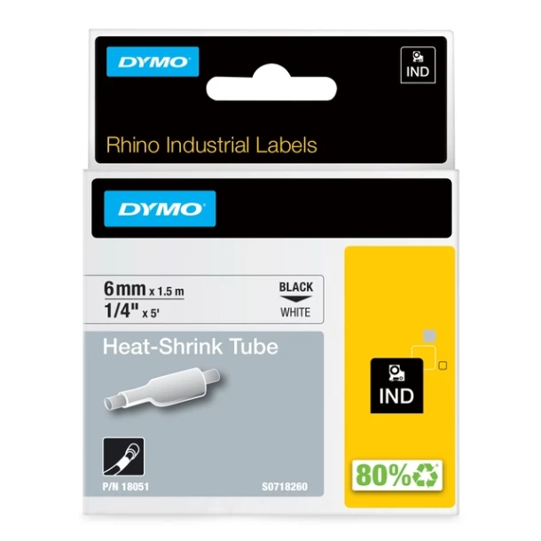 Labeltape Dymo 18051 Rhino 6mmx1.5m Wit/Zwart