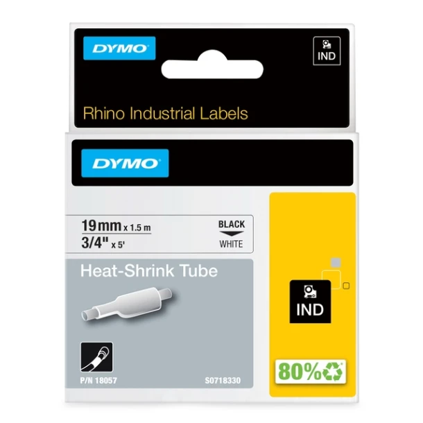 Labeltape Dymo 18057 19mmx1.5m Rhino Wit/Zwart