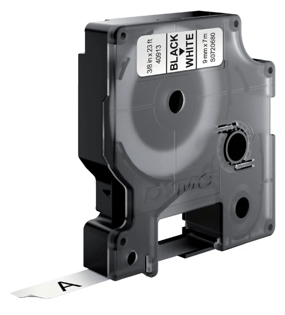 Labelprintertape Dymo 40913 9mm wit/zwart