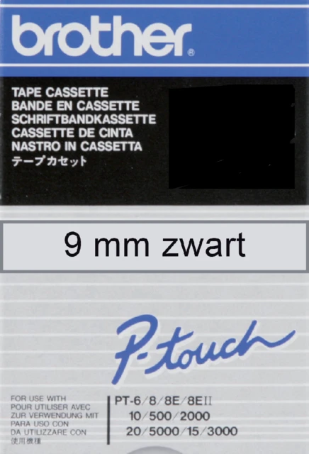 Labelprintertape TCM91 9mm transp/zwart(mat)