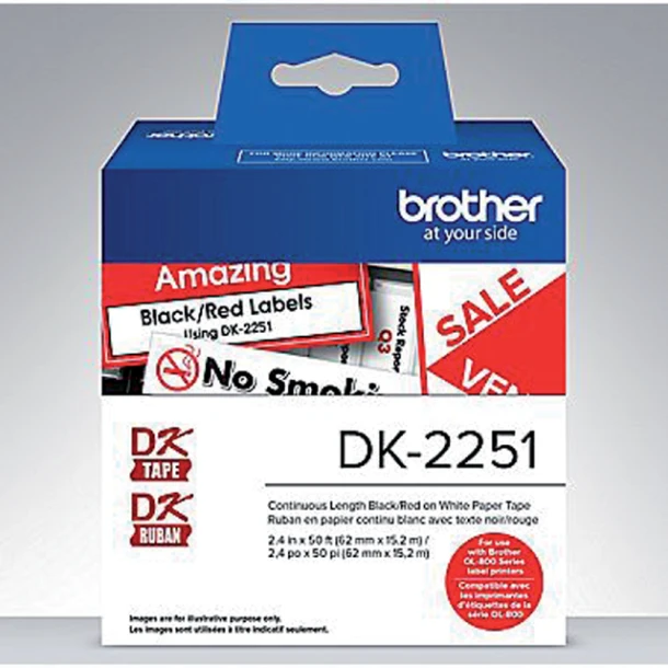 Labeletiket Brother DK-22251 62mmx15.24m ZW/RD