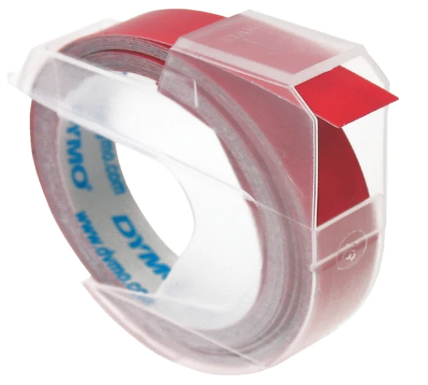 Labeltape Dymo rol 9mmx3M glossy vinyl prof rood