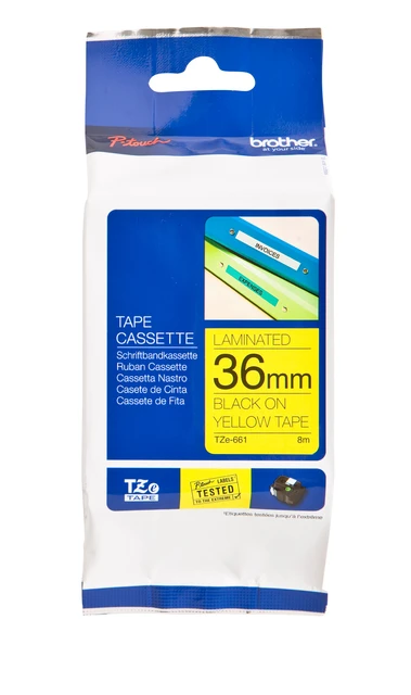 Labelprintertape Brother TZ661 36mm zwart/geel