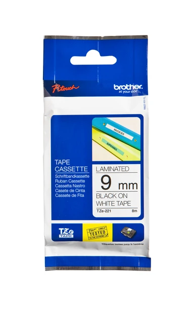 Labelprintertape Brother TZe221 9mm wit/zwart