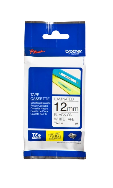 Labelprintertape Brother TZe231 12mm wit/zwart