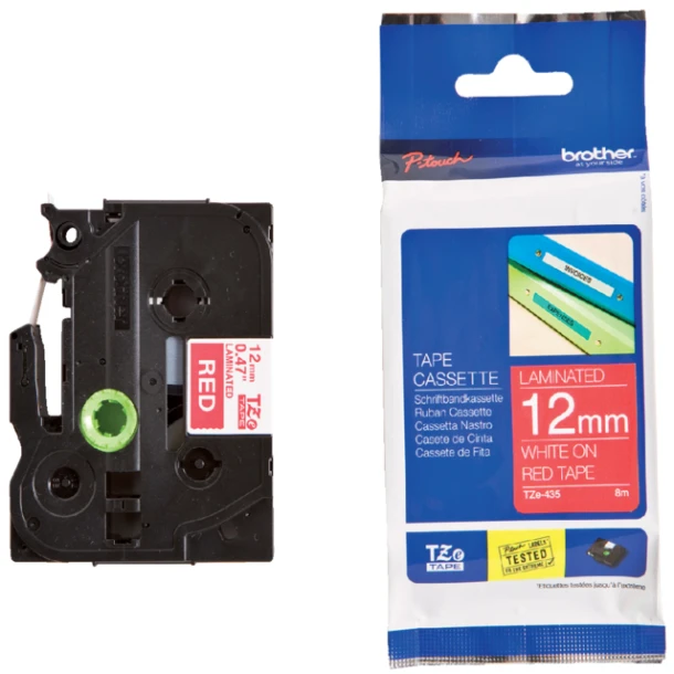 Labelprintertape Brother TZ-435 12mm hardrood/wit