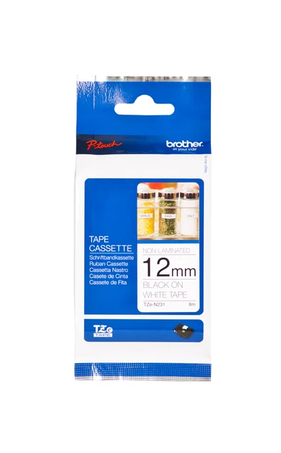 Labelprintertape Brother TZN-231 12mm wit/zwart