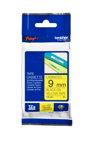Labelprintertape Brother TZe-621 9mm geel/zwart