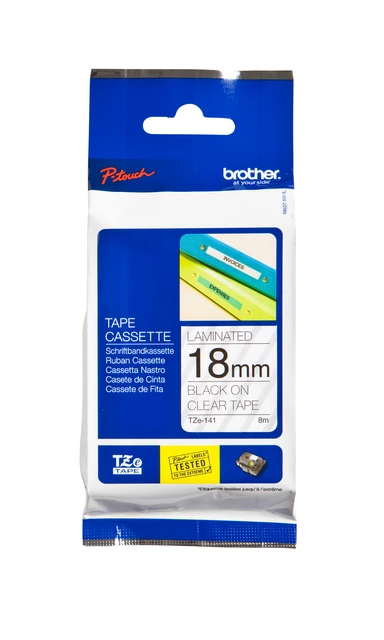 Labelprintertape Brother TZe141 18mm trans/zwart