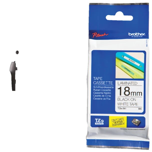 Labelprintertape Brother TZe241 18mm wit/zwart