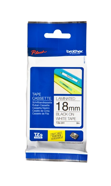 Labelprintertape Brother TZe241 18mm wit/zwart