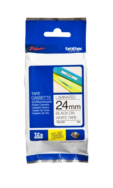 Labelprintertape Brother TZe251 24mm wit/zwart
