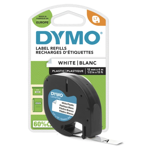 Labelprintertape tbv Dymo 91201 LetraTag parelwit