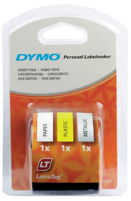 Labeltape Dymo 91240 Letratag 12mmx4m Assorti
