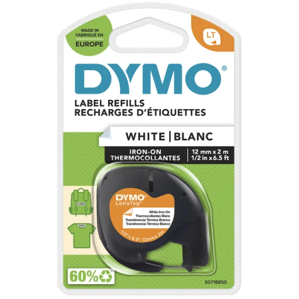 Labelprintertape Dymo 18769 iron-on zwart/wit
