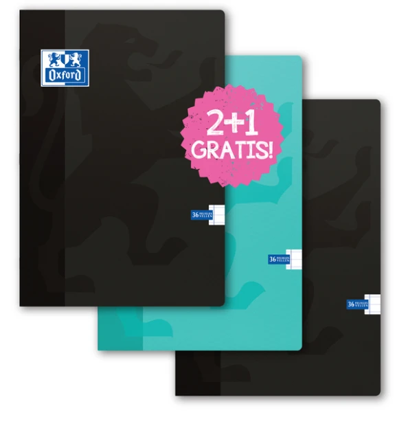 Schrift Oxford A4 lijn 72blz 2+1 assortiment