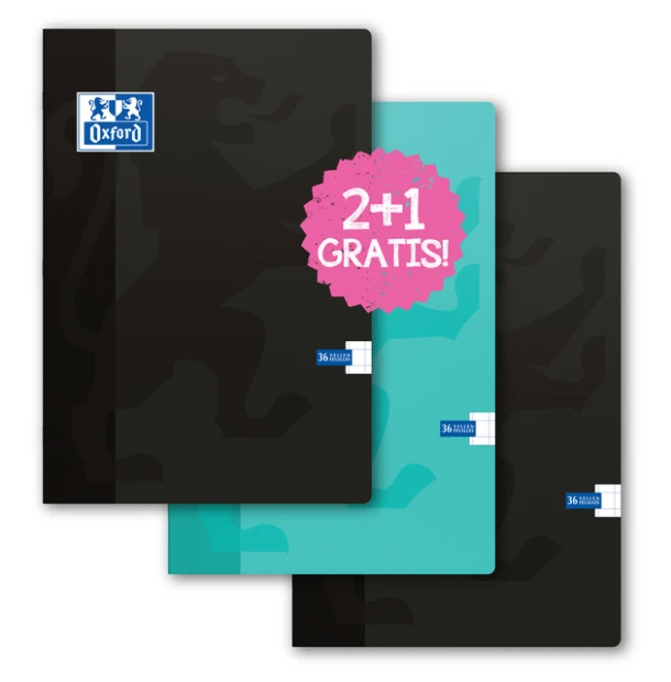 Schrift Oxford A4 Ruit 10mm 2+1 Zwart Turquoise