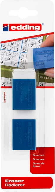 Gum edding R20 met kunststof blauwen houder 2 stuks