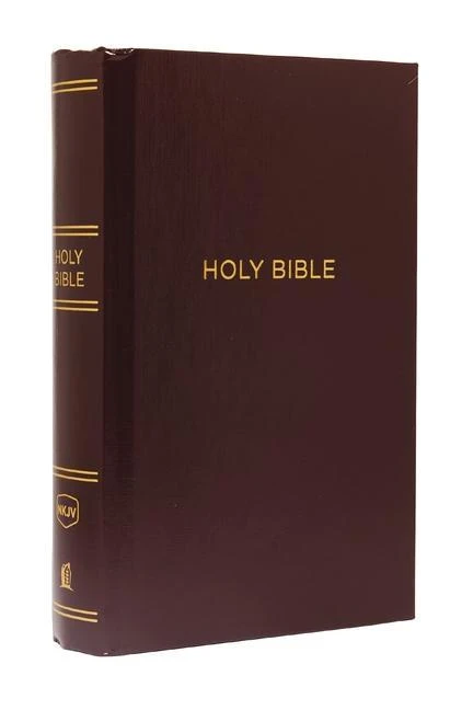 NKJV, Pew Bible, Large Print, Hardcover, Burgundy, Red Letter, Comfort Print – Thomas Nelson – boek cover