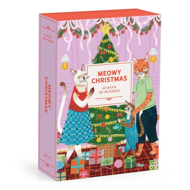 Meowy Christmas 12 Days of Puzzles 500 Piece Countdown – Galison – boek cover