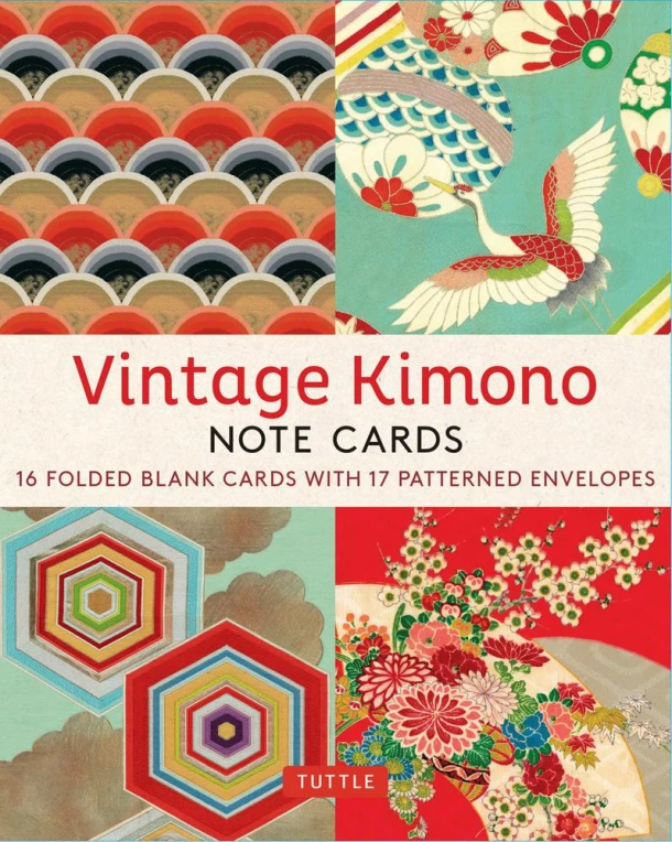 Vintage Kimono, 16 Note Cards: 8 Illustrations from 1900's Vintage Japanese Kimono Fabrics (Blank Cards with Envelopes in a Keepsake Box) – Tuttle Studio – boek cover