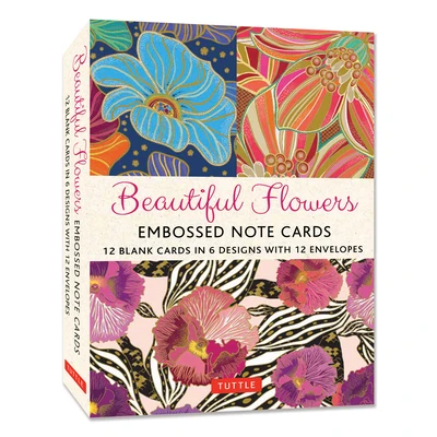 Beautiful Flowers, 12 Embossed Note Cards: 12 Blank Cards in 6 Lovely Designs (2 Each) with 12 Patterned Envelopes in a Keepsake Box – Tuttle Studio – boek cover