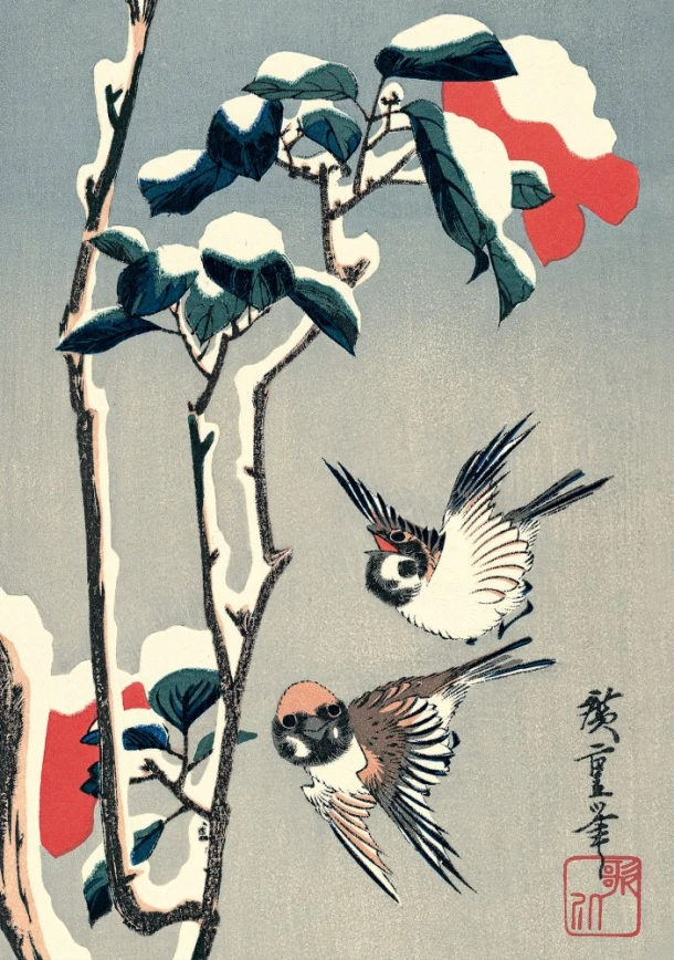 Journal Sparrows and Camellia in Snow by Hiroshige, Lined PB – Utagawa Hiroshige – boek cover