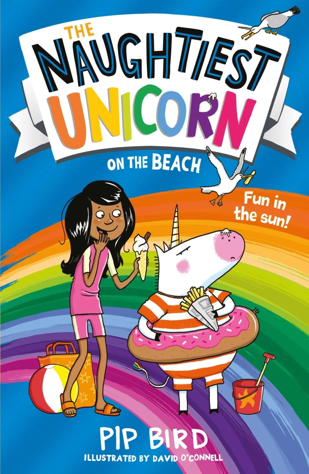The Naughtiest Unicorn on the Beach – Pip Bird – boek cover