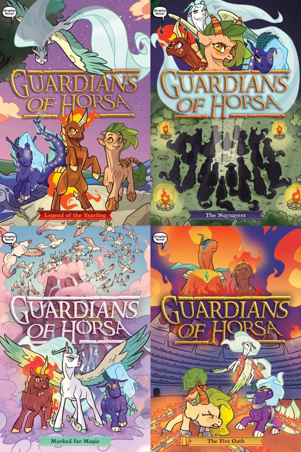Guardians of Horsa Graphic Novel Collected Set: Legend of the Yearling; The Naysayers; Marked for Magic; The Fire Oath – Roan Black – boek cover