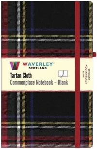 Stewart Modern Black Tartan Hardback Blank Notebook: Large 21cm x 13cm – Waverley Scotland – boek cover