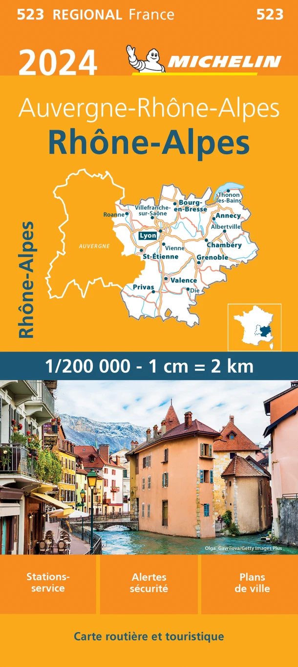Michelin Wegenkaart 523 Rhône-Alpes 2024 – boek cover