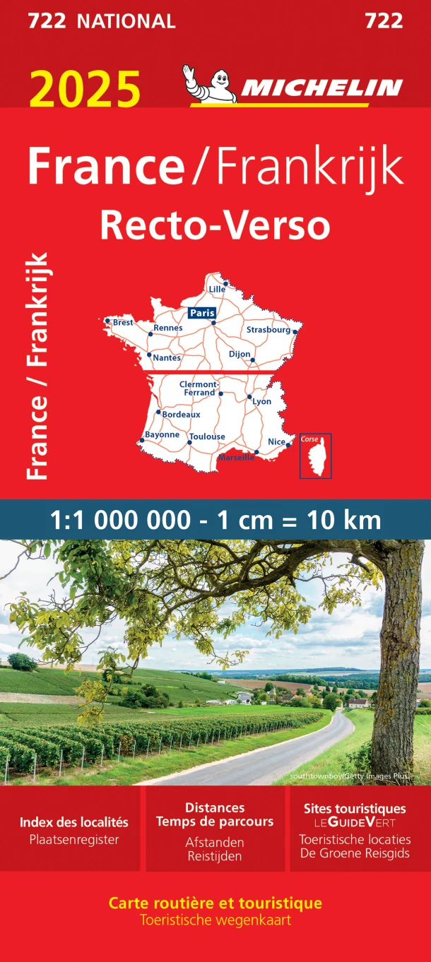 MICHELIN WEGENKAART 722 FRANKIJK RECTO-VERSO 2025 – boek cover
