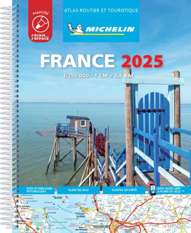 France 2025 - Tourist & Motoring Atlas Laminated Spiral – boek cover
