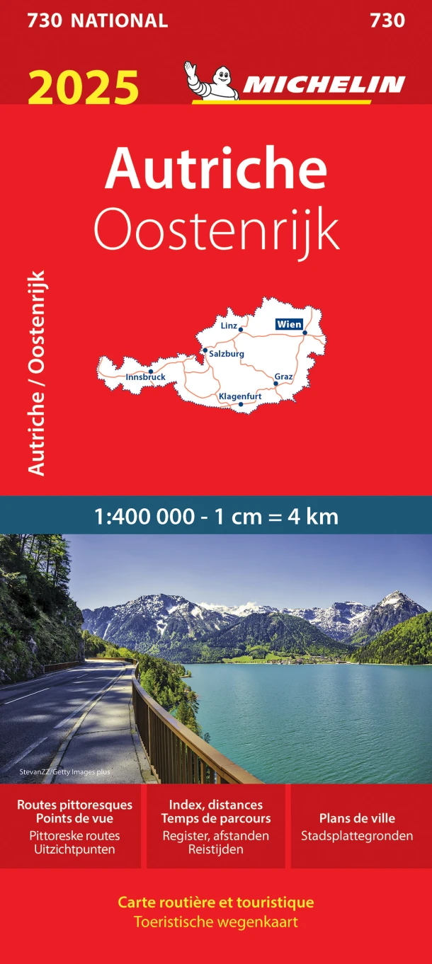 Michelin Wegenkaart 730 Oostenrijk 2025 – boek cover