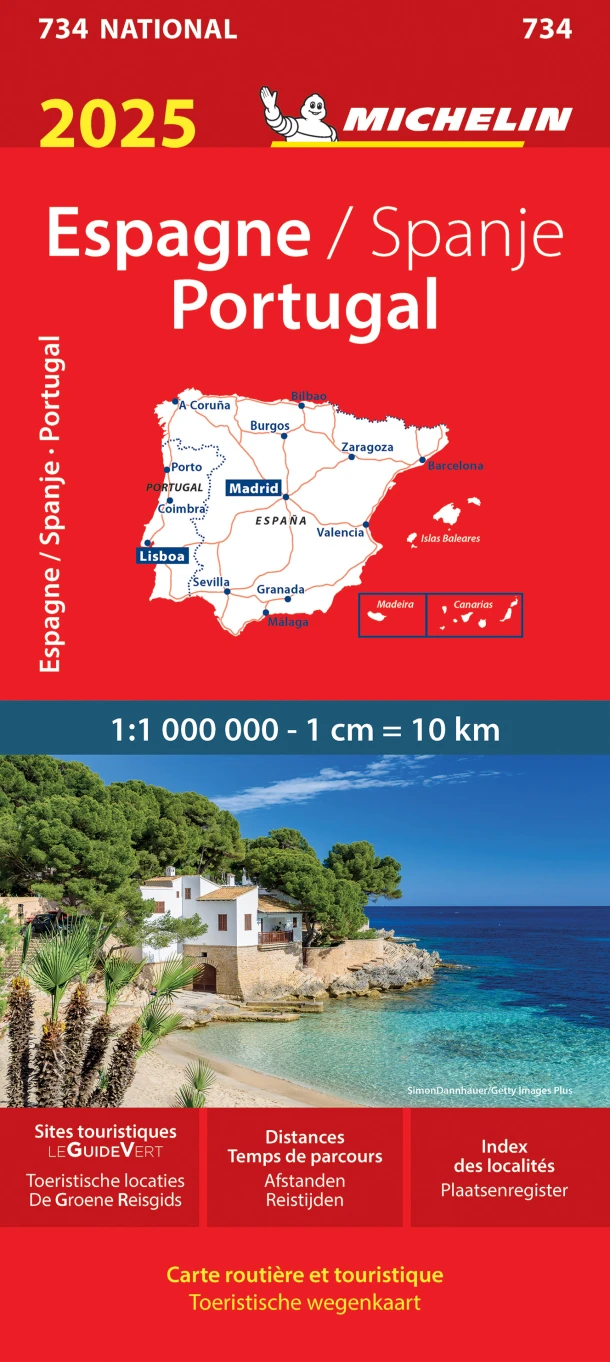 Michelin 734 Spanje Portugal 2025 – boek cover