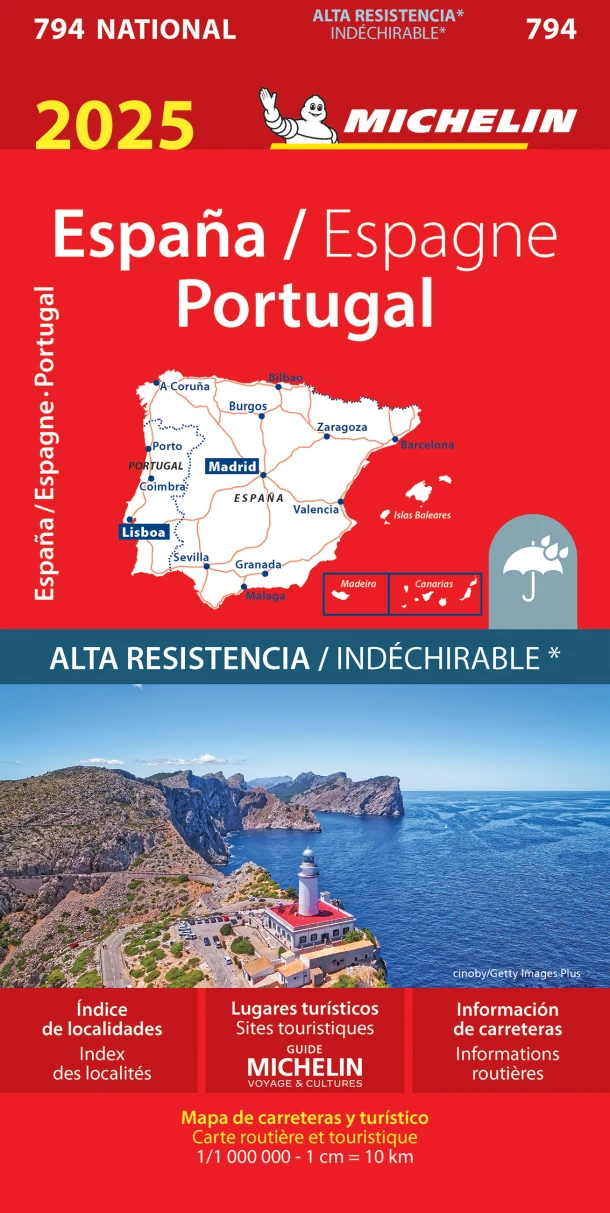 Michelin 794 Spanje, Portugal scheurvast 2025 – boek cover
