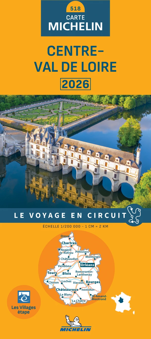 Michelin Wegenkaart 518 Centre-Val de Loire 2026 – boek cover