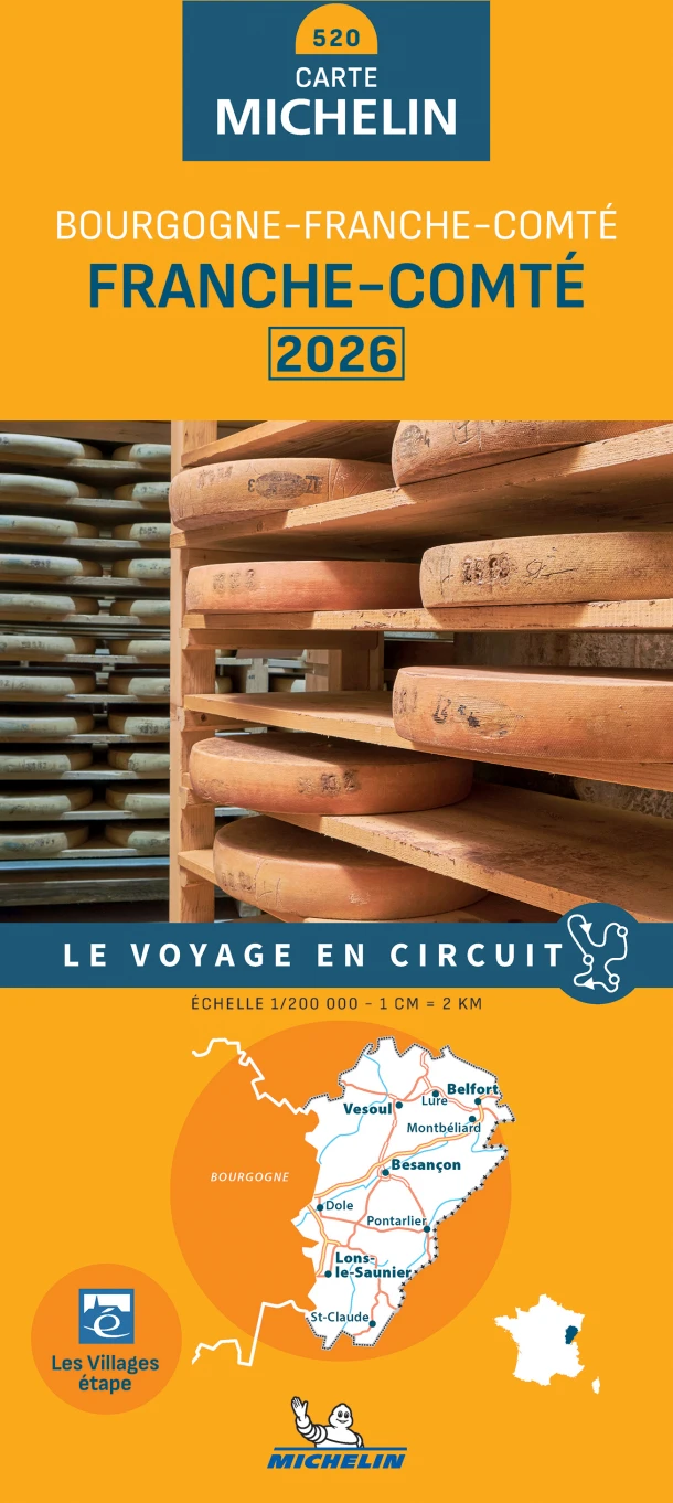Michelin Wegenkaart 520 Franche-Comté 2026 – boek cover