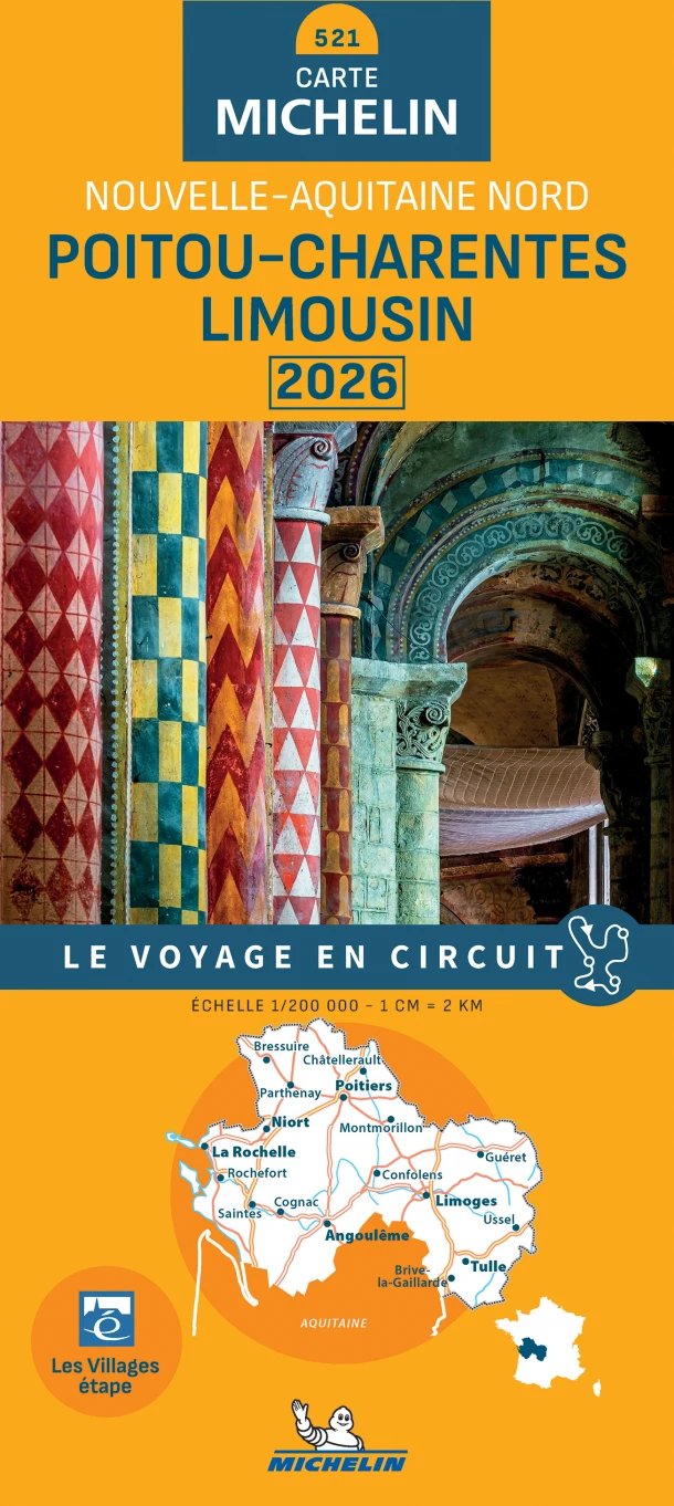 Michelin Wegenkaart 521 Poitou Charentes 2026 – boek cover