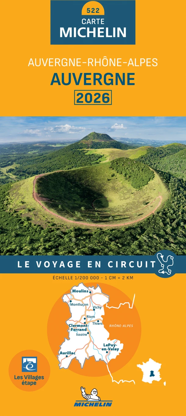 Michelin Wegenkaart 522 Auvergne 2026 – boek cover